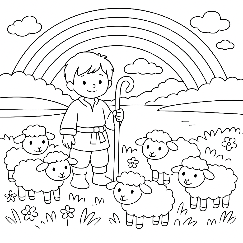 Раскраска по сказке "Пастушья радуга"