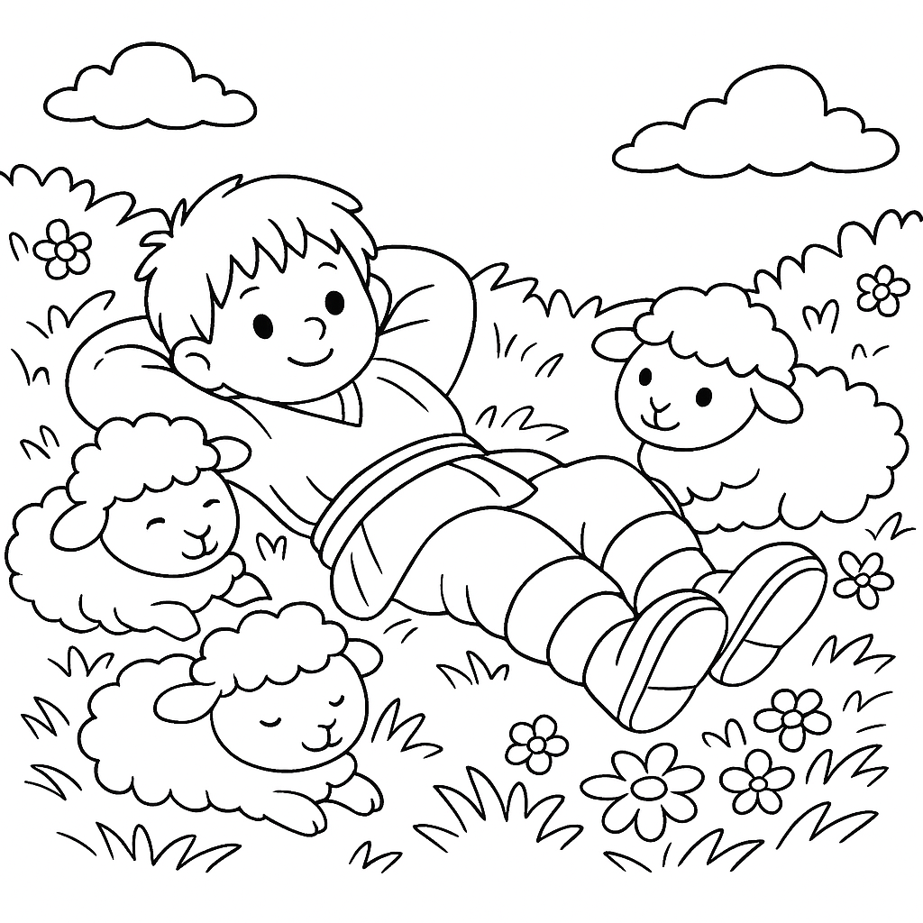 Раскраска по сказке "Пастушья радуга"
