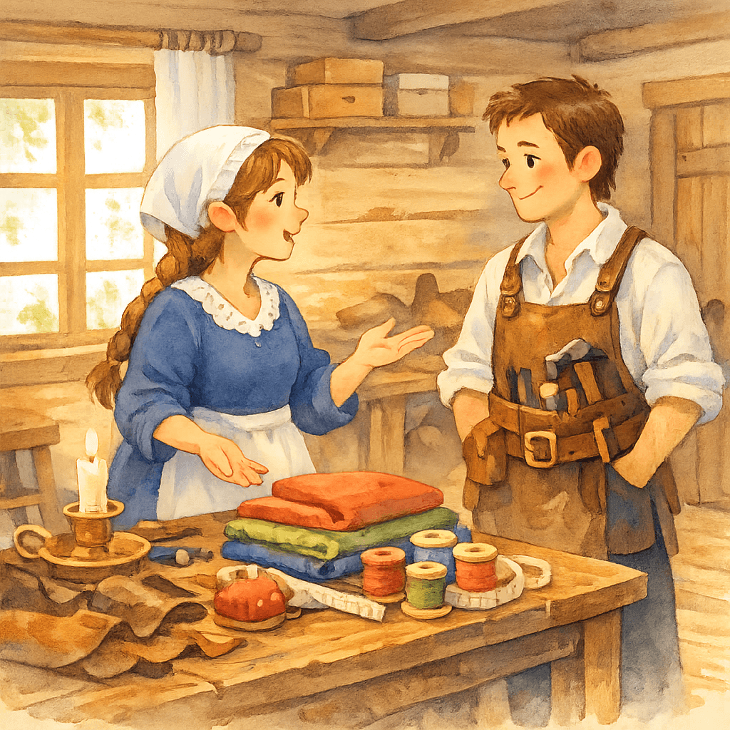 Жена предлагает сшить для маленьких человечков одежду, а муж — сапожки