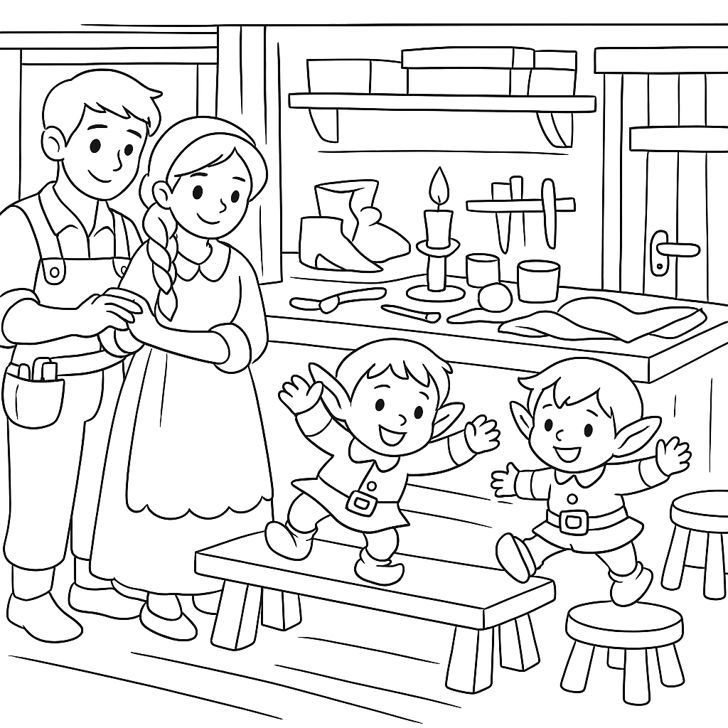 Раскраска по сказке "Маленькие человечки"