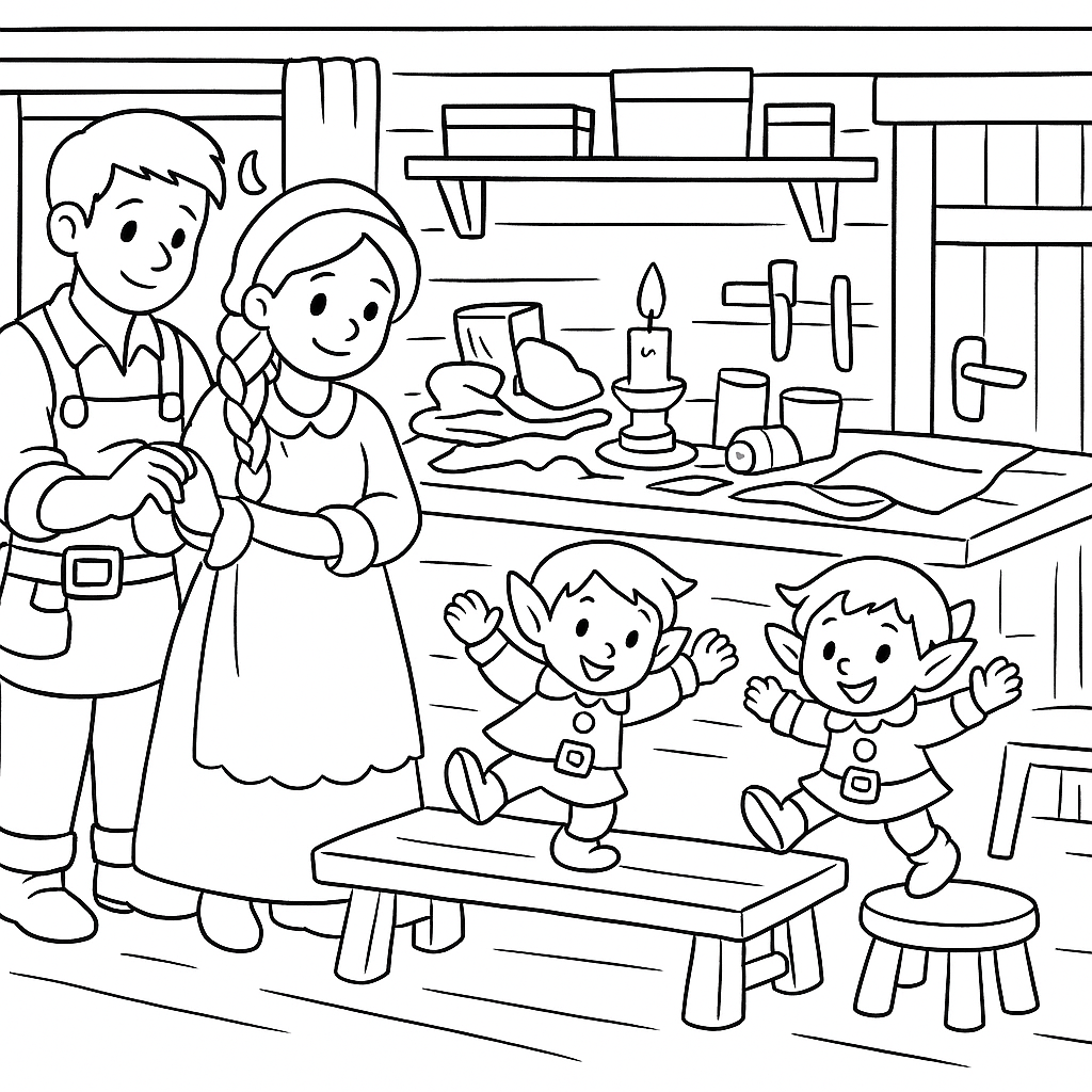 Раскраска по сказке "Маленькие человечки"