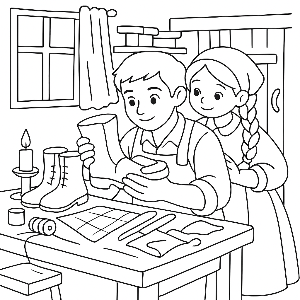 Раскраска по сказке "Маленькие человечки"