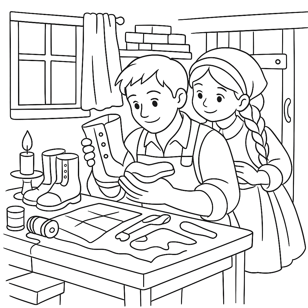 Раскраска по сказке "Маленькие человечки"