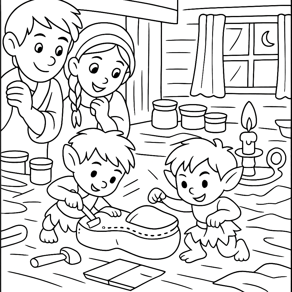 Раскраска по сказке "Маленькие человечки"