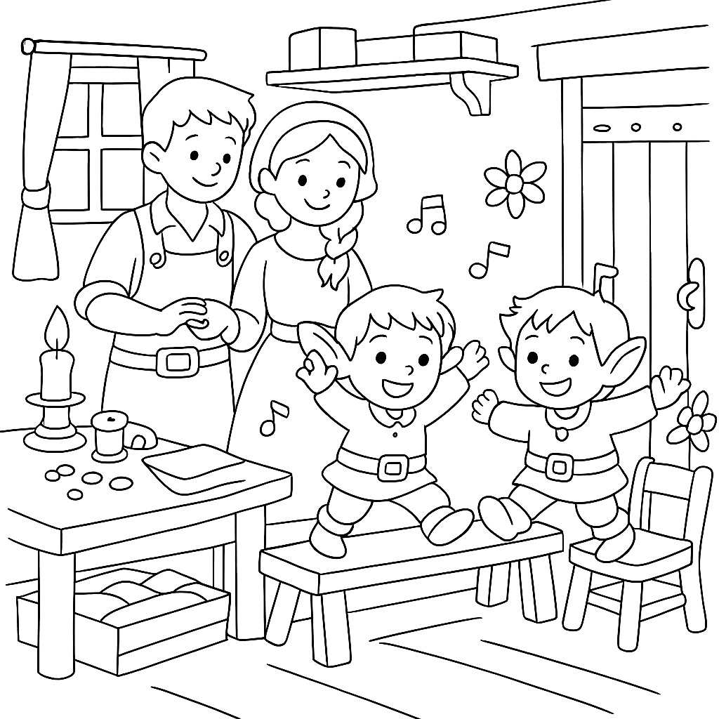 Раскраска по сказке "Маленькие человечки"