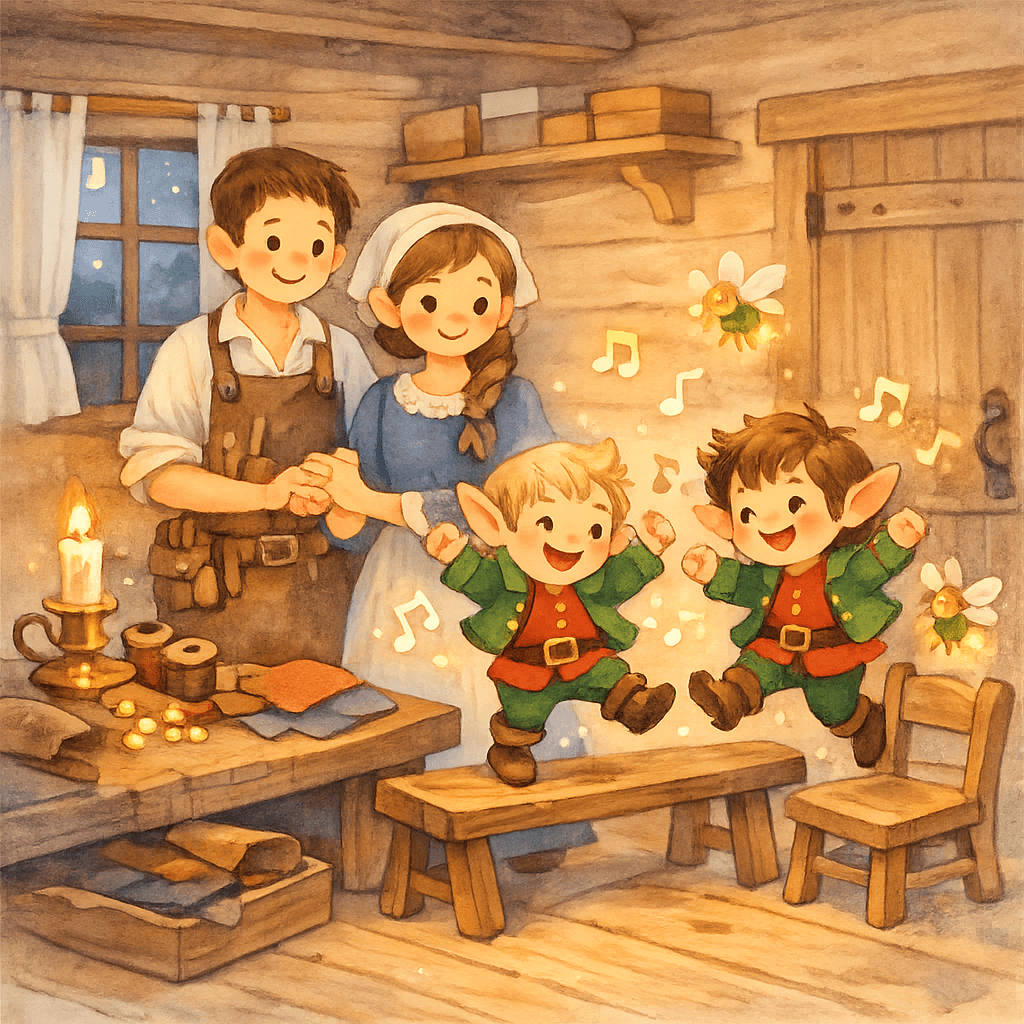 Маленькие человечки в новых костюмчиках танцуют и поют, супруги счастливо наблюдают