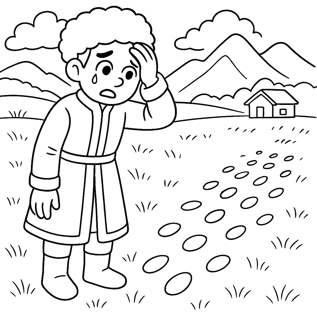 Раскраска по сказке "Сто лошадей или сто друзей"