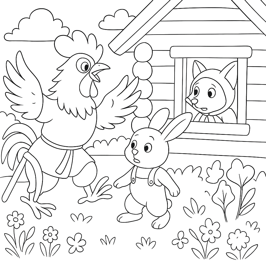 Раскраска по сказке "Лиса и заяц"