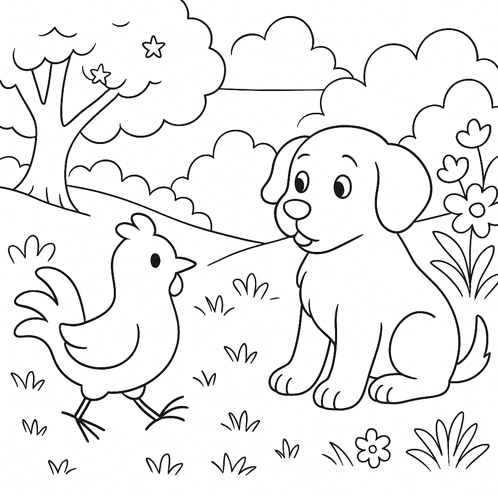 Раскраска по сказке "Петух и краски"