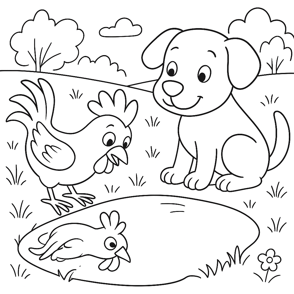 Раскраска по сказке "Петух и краски"