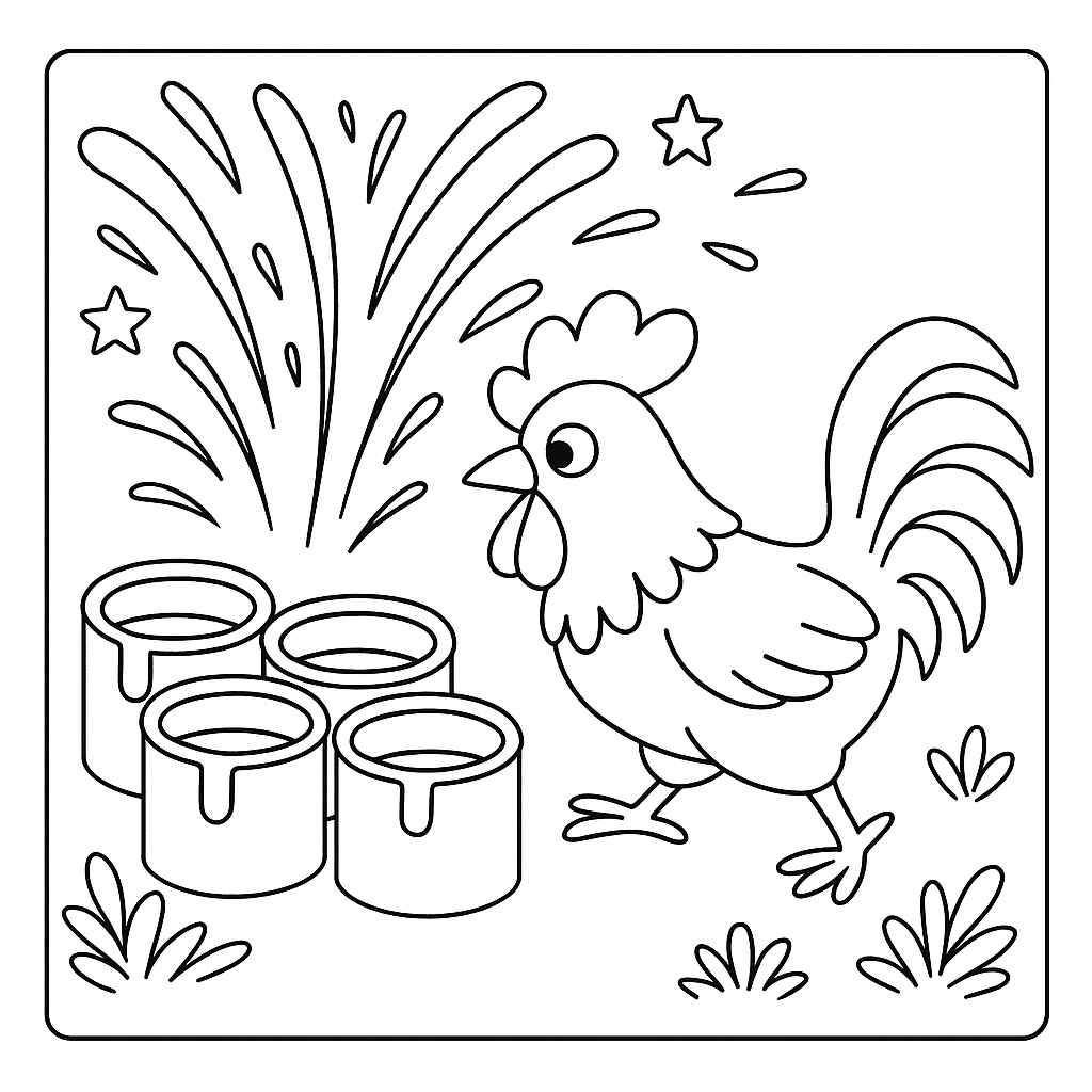 Раскраска по сказке "Петух и краски"