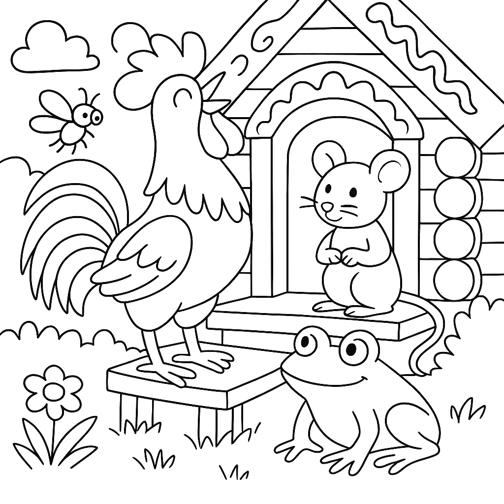 Раскраска по сказке "Терем-теремок"