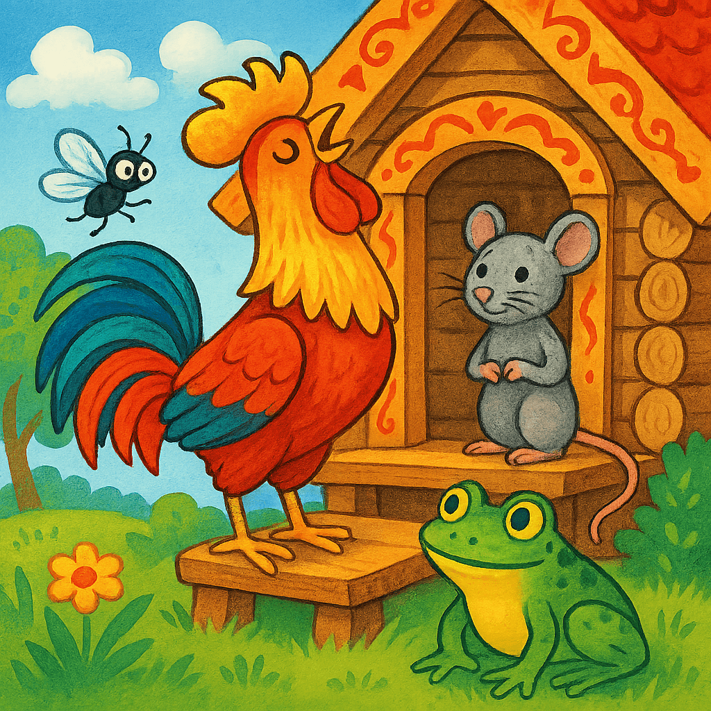 Петух поёт у теремка