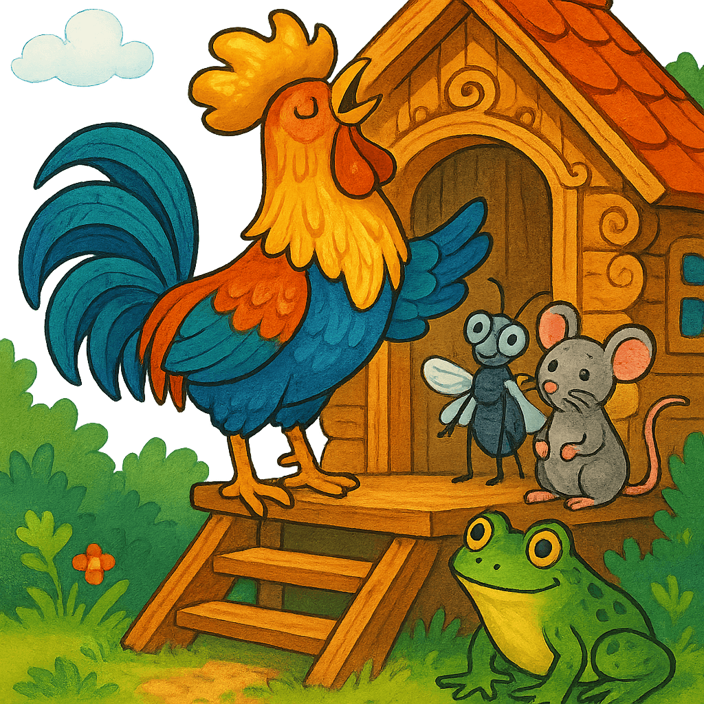 Петух поёт у теремка