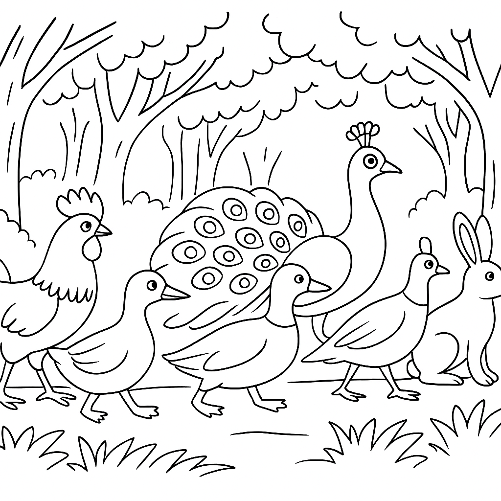 Раскраска по сказке "Хитрая лиса"