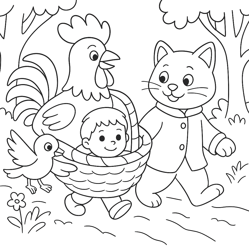 Раскраска по сказке "Петушок золотой гребешок"