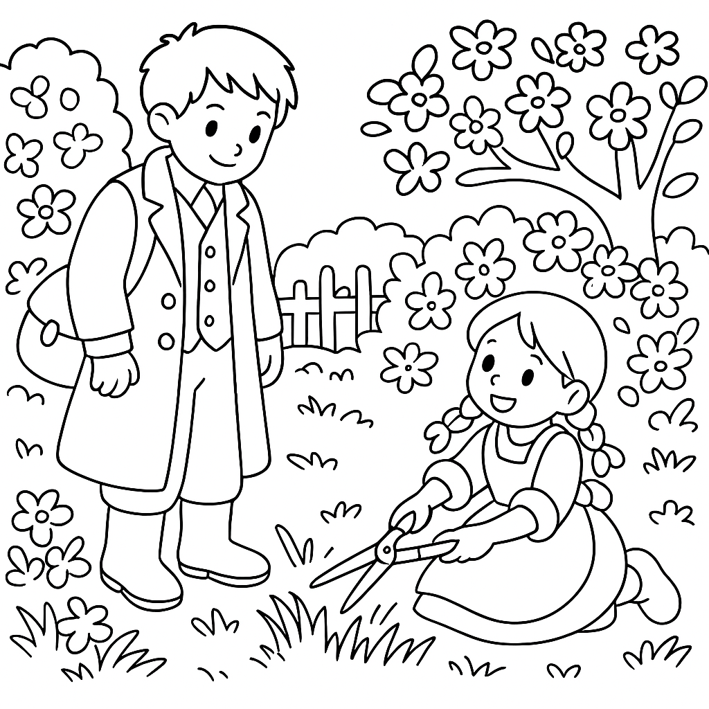 Раскраска по сказке "Красавица катринелье и пиф паф польтри"