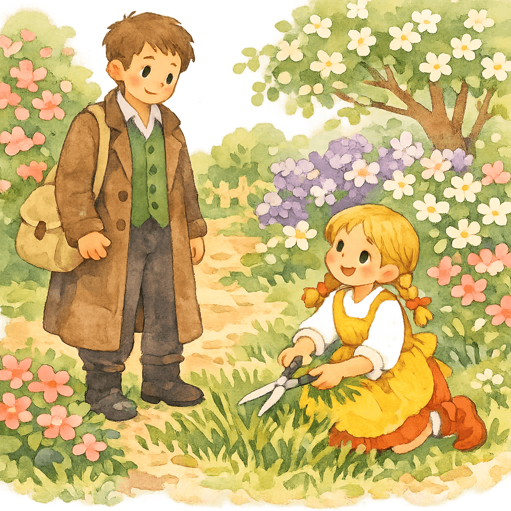 Пиф Паф Польтри и Кезетраут в саду среди цветов