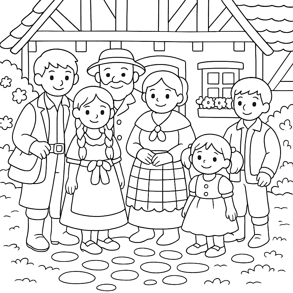 Раскраска по сказке "Красавица катринелье и пиф паф польтри"