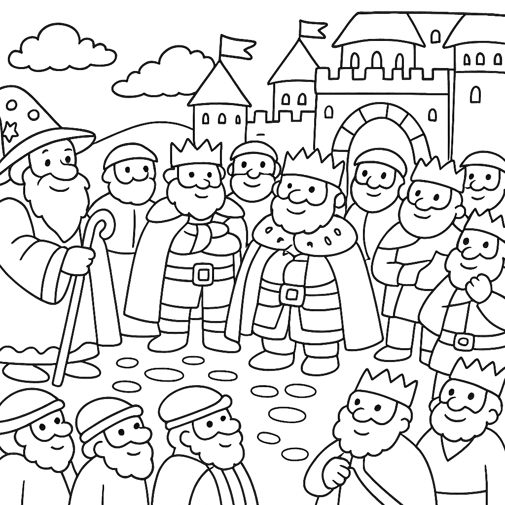 Раскраска по сказке "Король, который должен был умереть"