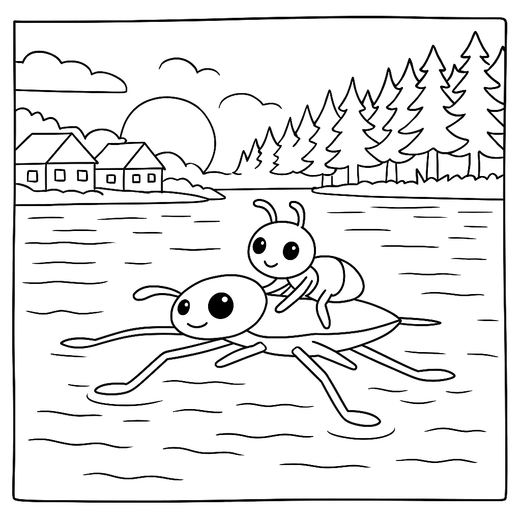 Раскраска по сказке "Как муравьишка домой спешил"