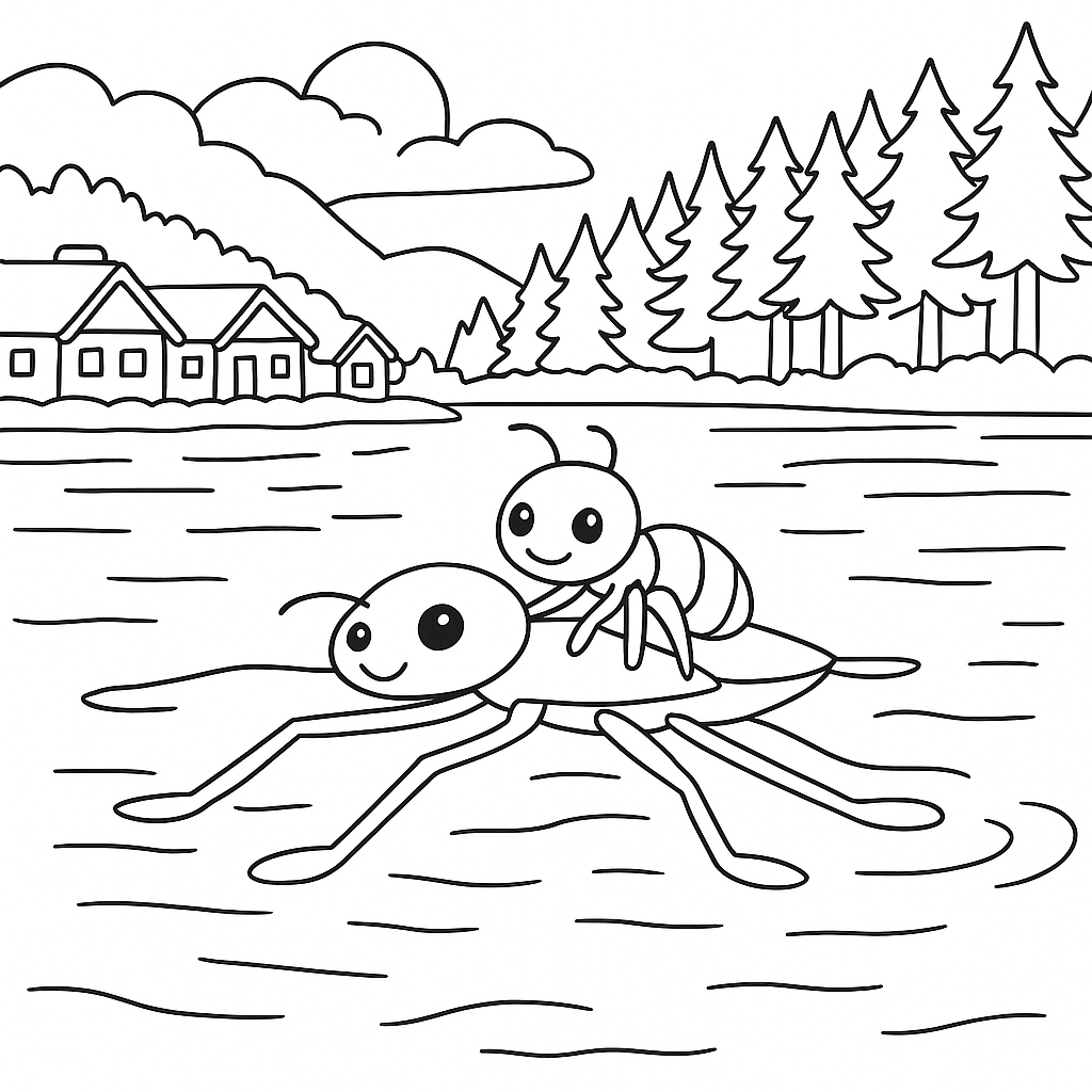 Раскраска по сказке "Как муравьишка домой спешил"