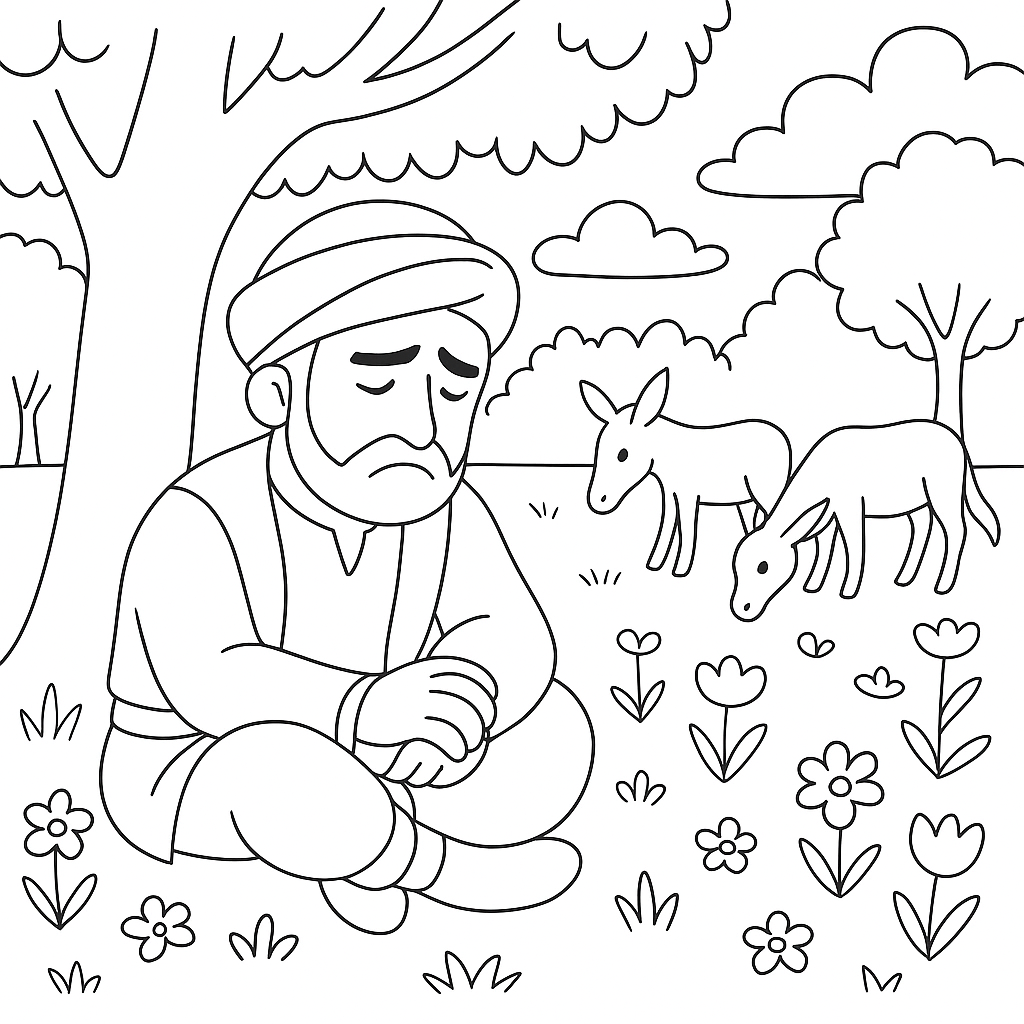 Раскраска по сказке "Али-баба и сорок разбойников"