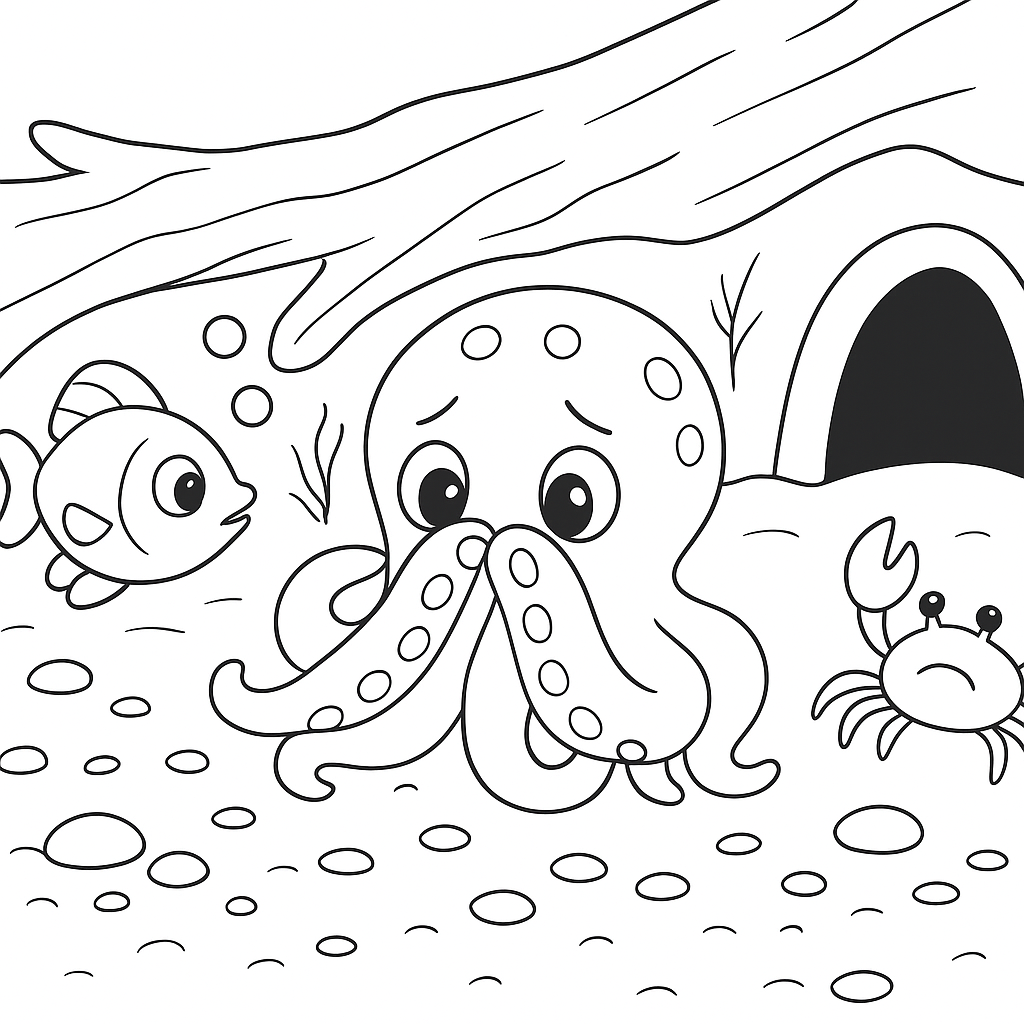 Раскраска по сказке "Звёздочка для Осьминожки Оси"