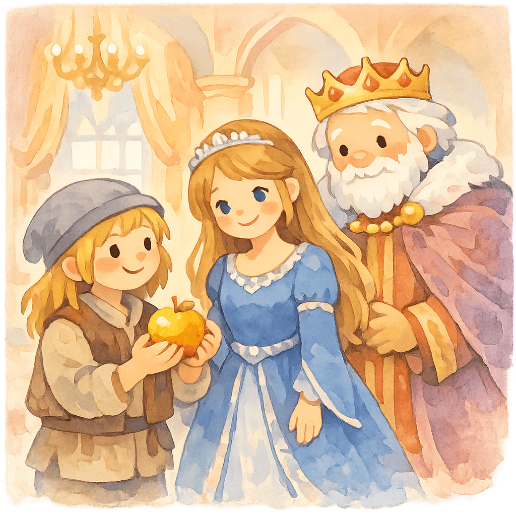 Принц с золотым яблоком во дворце