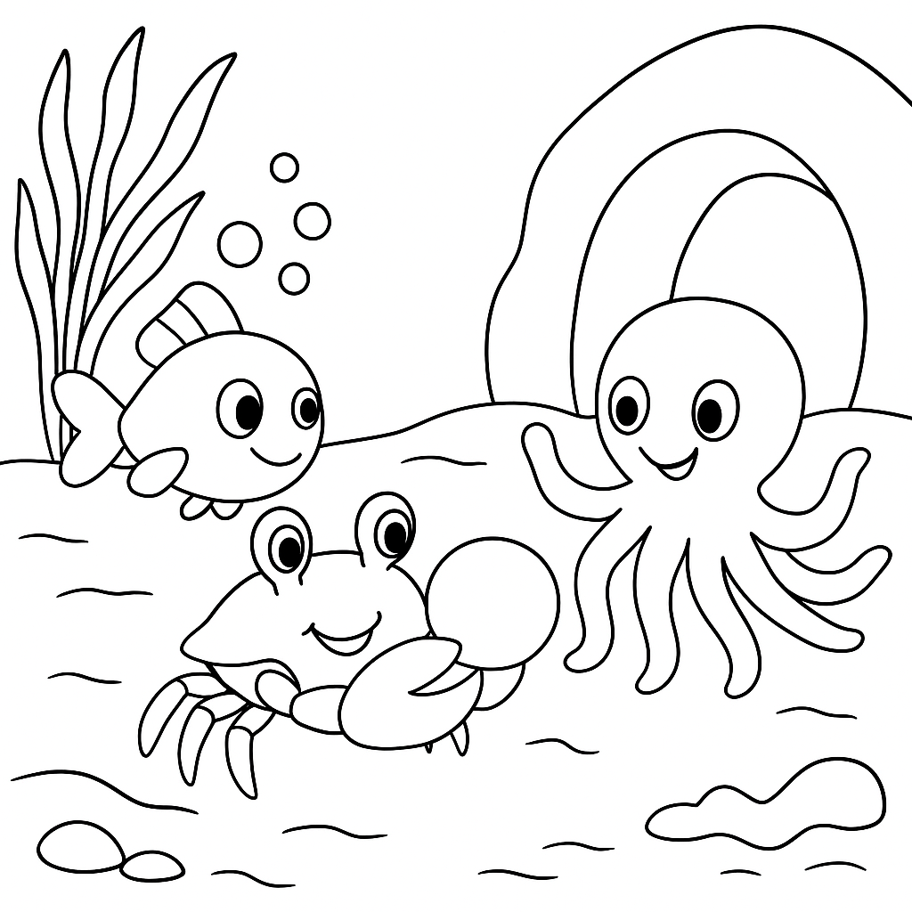 Раскраска по сказке "Звёздочка для Осьминожки Оси"