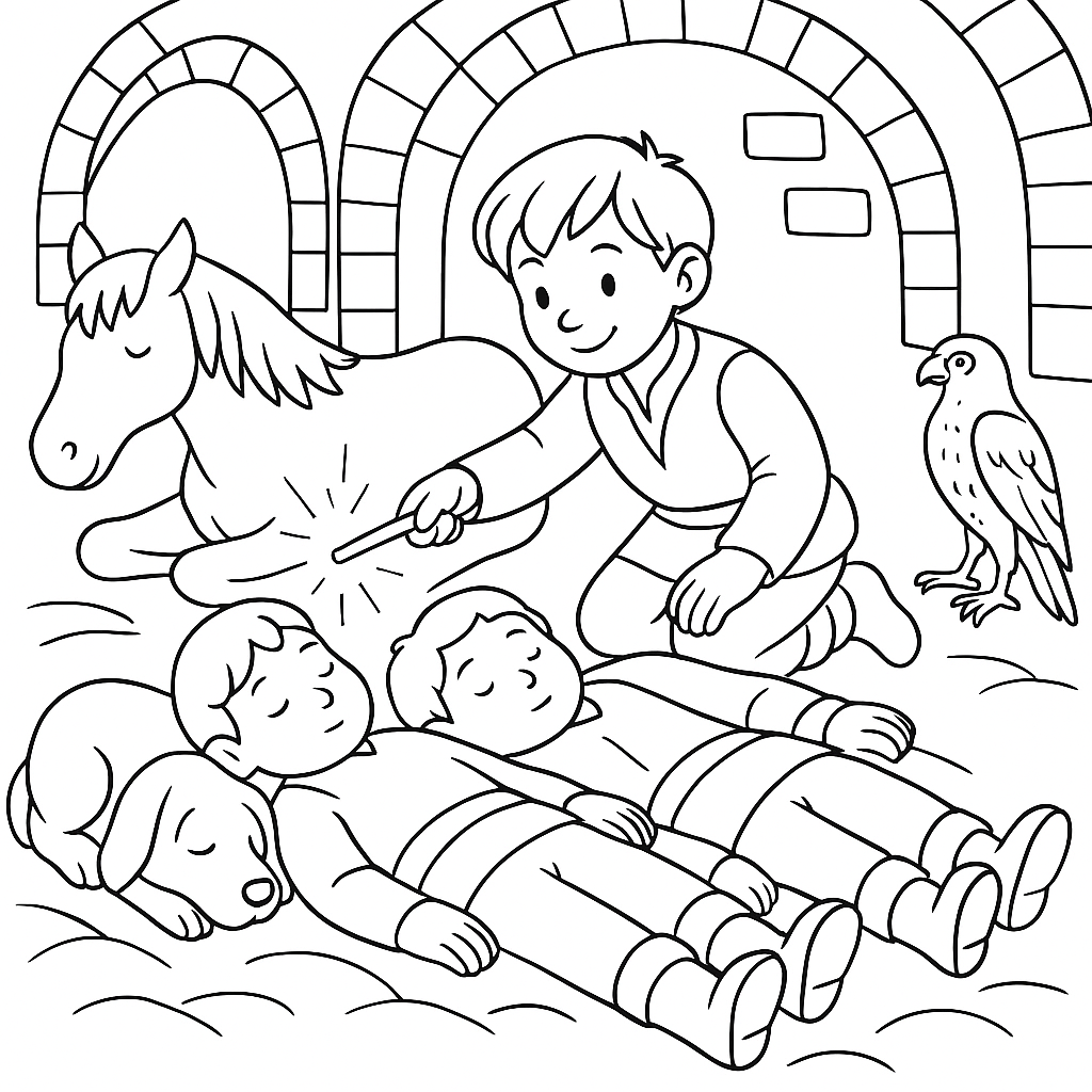 Раскраска по сказке "Великан Дреглин Хогин"