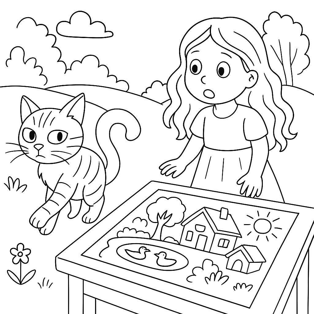 Раскраска по сказке "Капризная кошка"