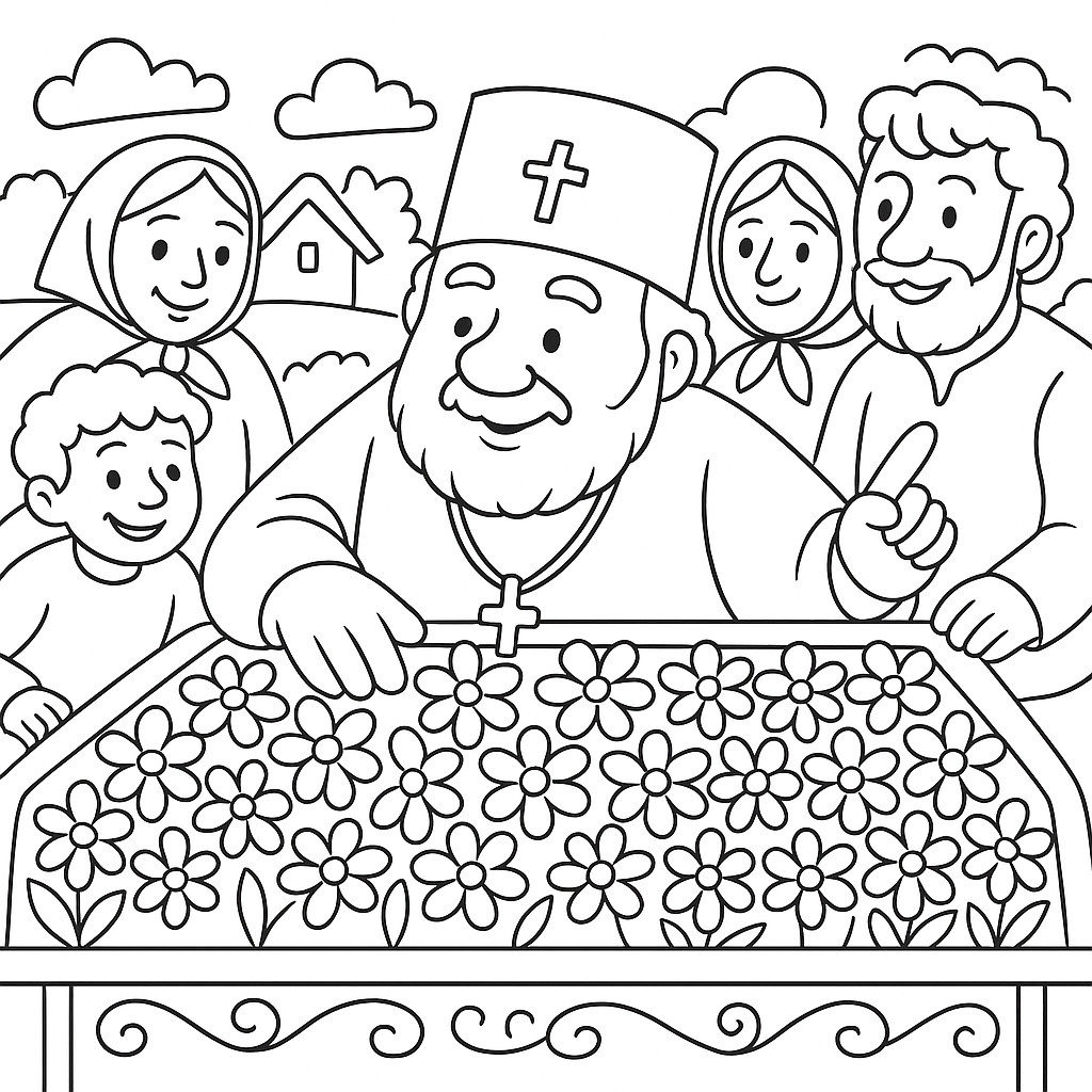 Раскраска по сказке "Про солдата и жадного попа"