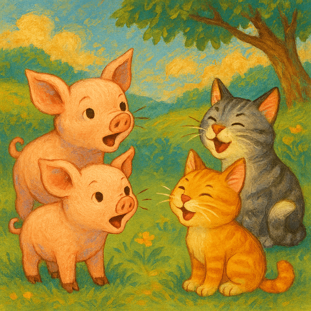 Поросята мяукают, а кошки хрюкают друг другу.