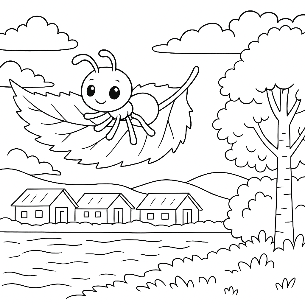 Раскраска по сказке "Как муравьишка домой спешил"