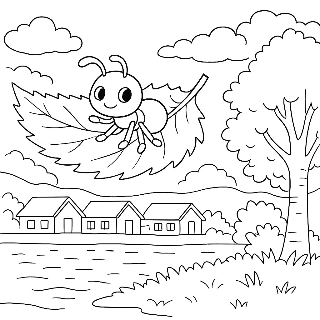Раскраска по сказке "Как муравьишка домой спешил"