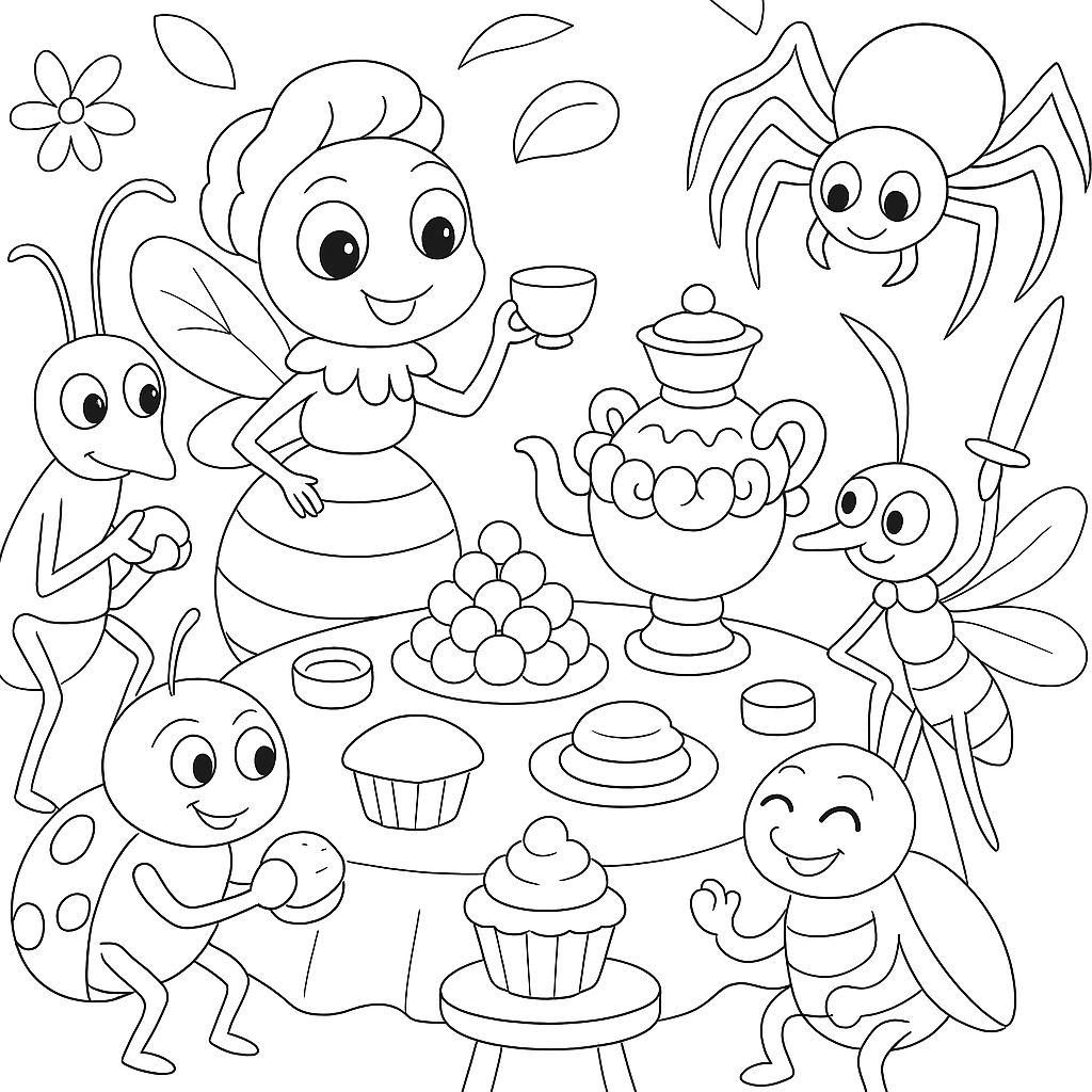 Раскраска по сказке "Муха-Цокотуха"