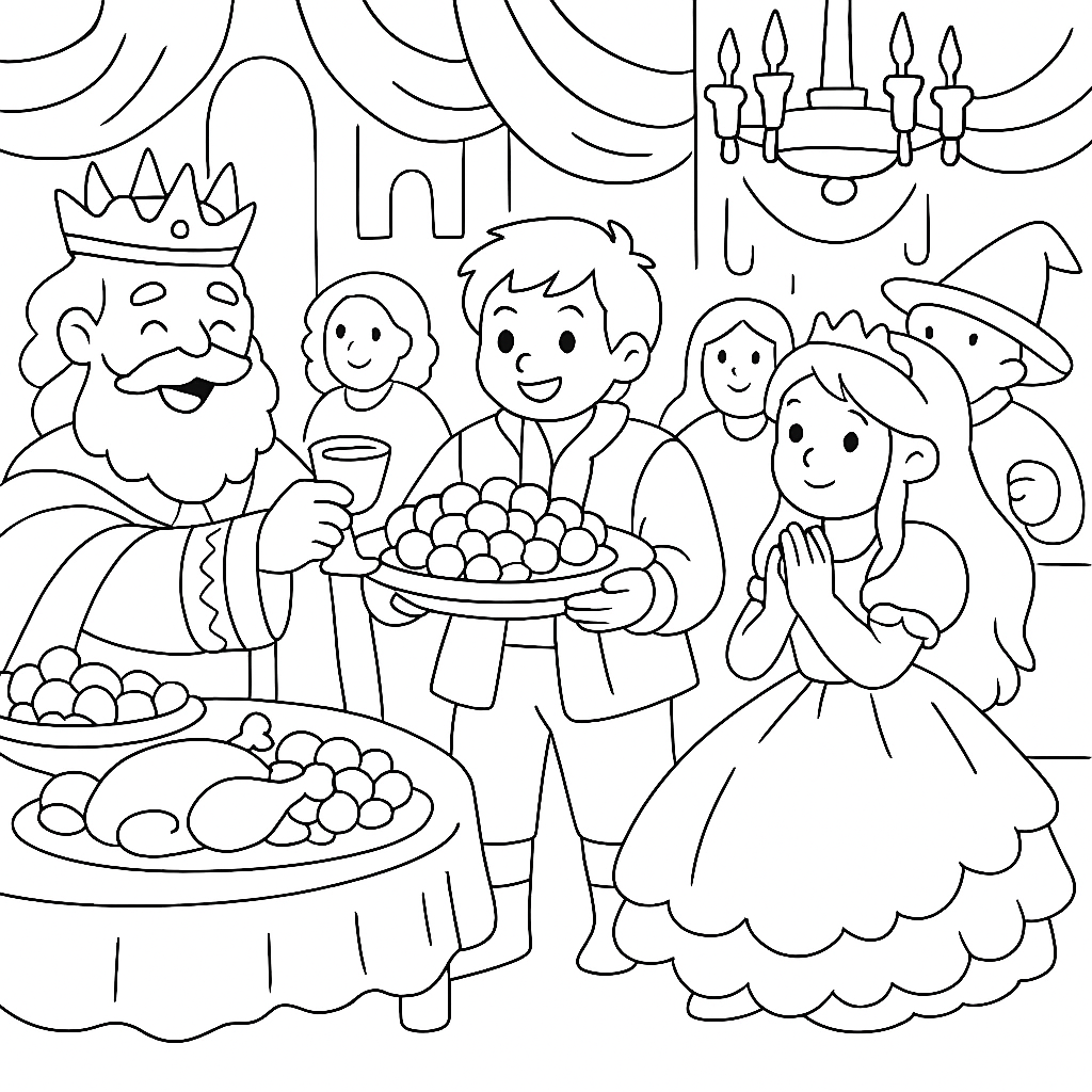Раскраска по сказке "Щедрый и скупой"