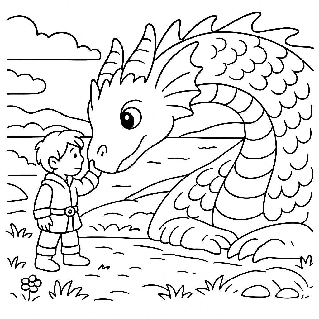 Раскраска по сказке "Страшный дракон скалы спиндлстон"