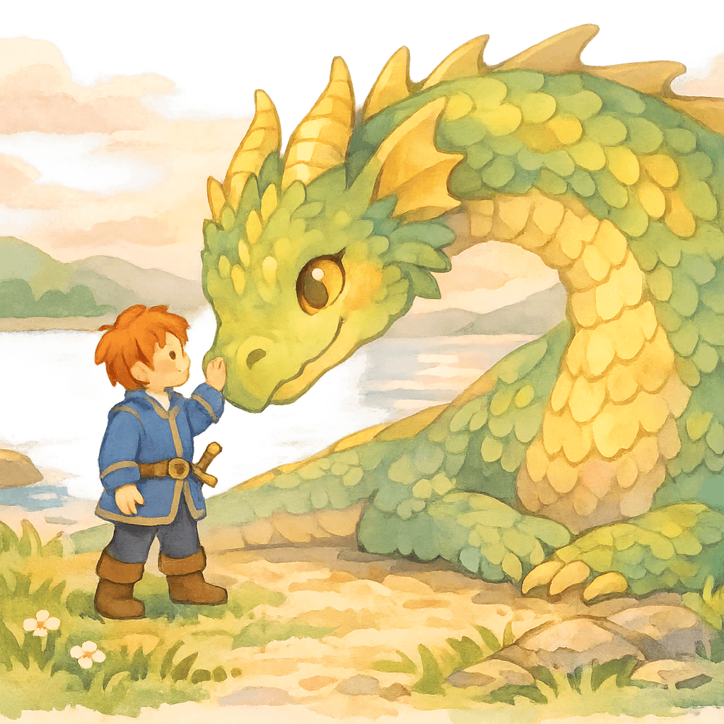 Принц Чайлд-Уинд подходит к дракону Маргарет