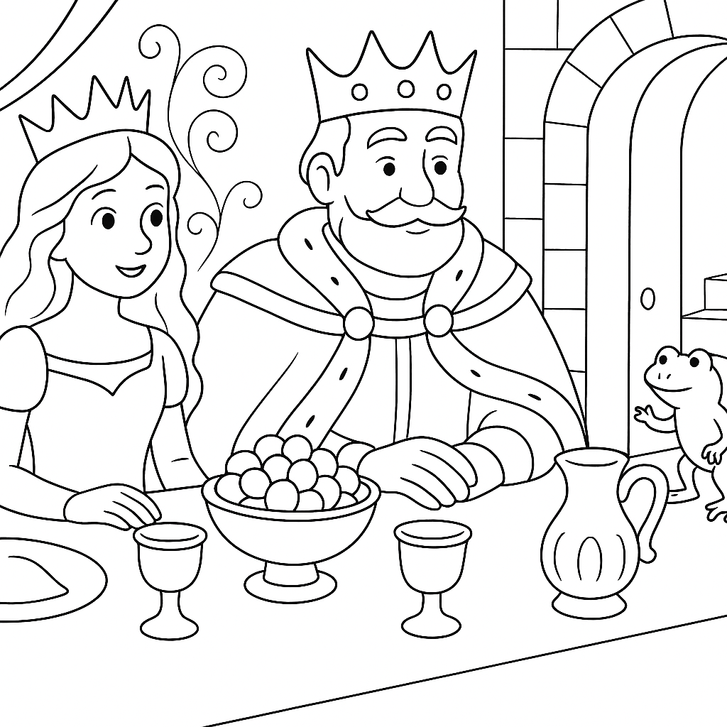 Раскраска по сказке "Принцесса и лягушонок"