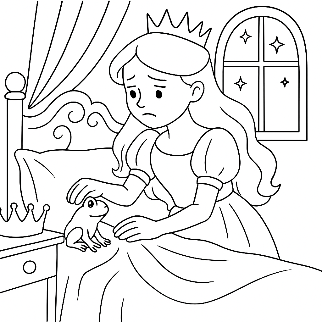 Раскраска по сказке "Принцесса и лягушонок"