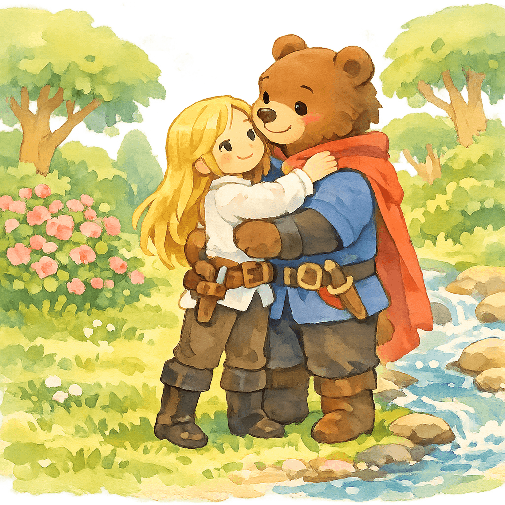 Принцесса признаётся Медведю в любви под цветущими деревьями