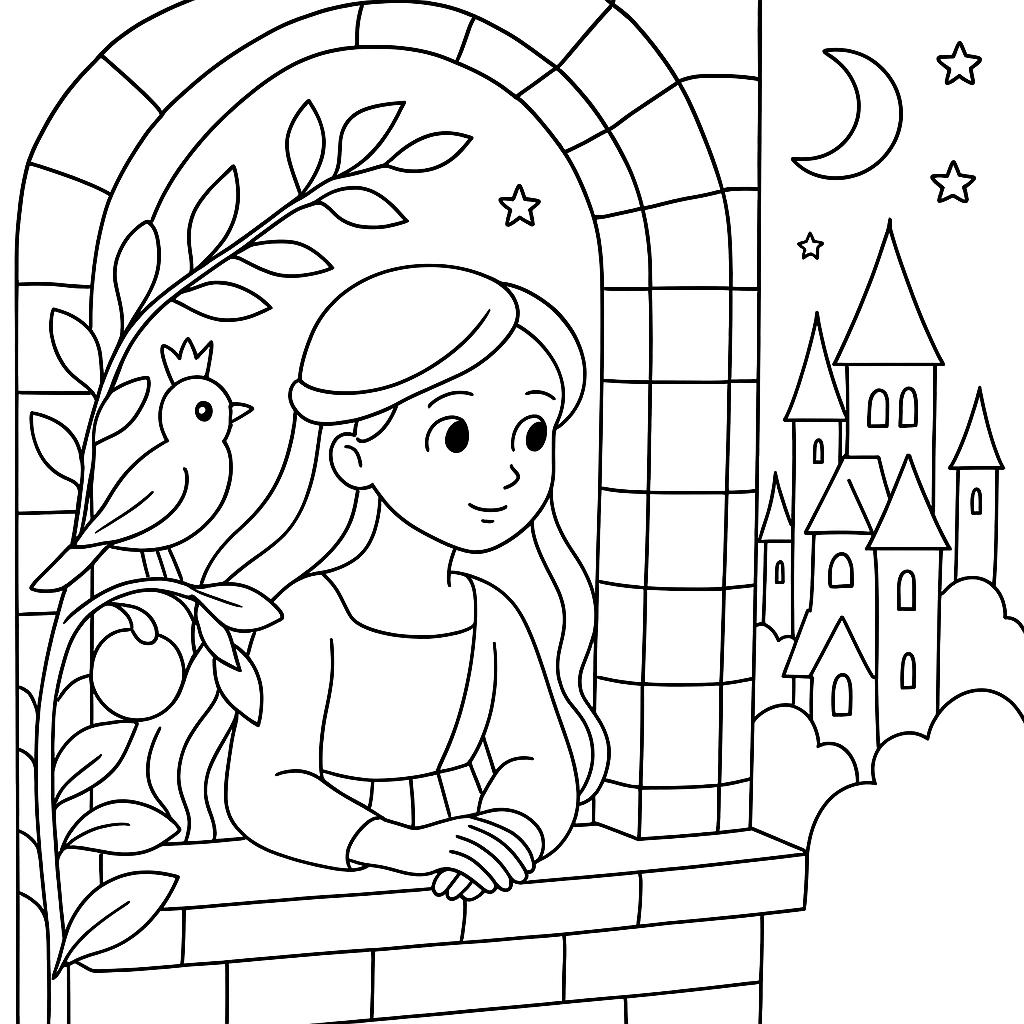 Раскраска по сказке "Голубой хохолок"