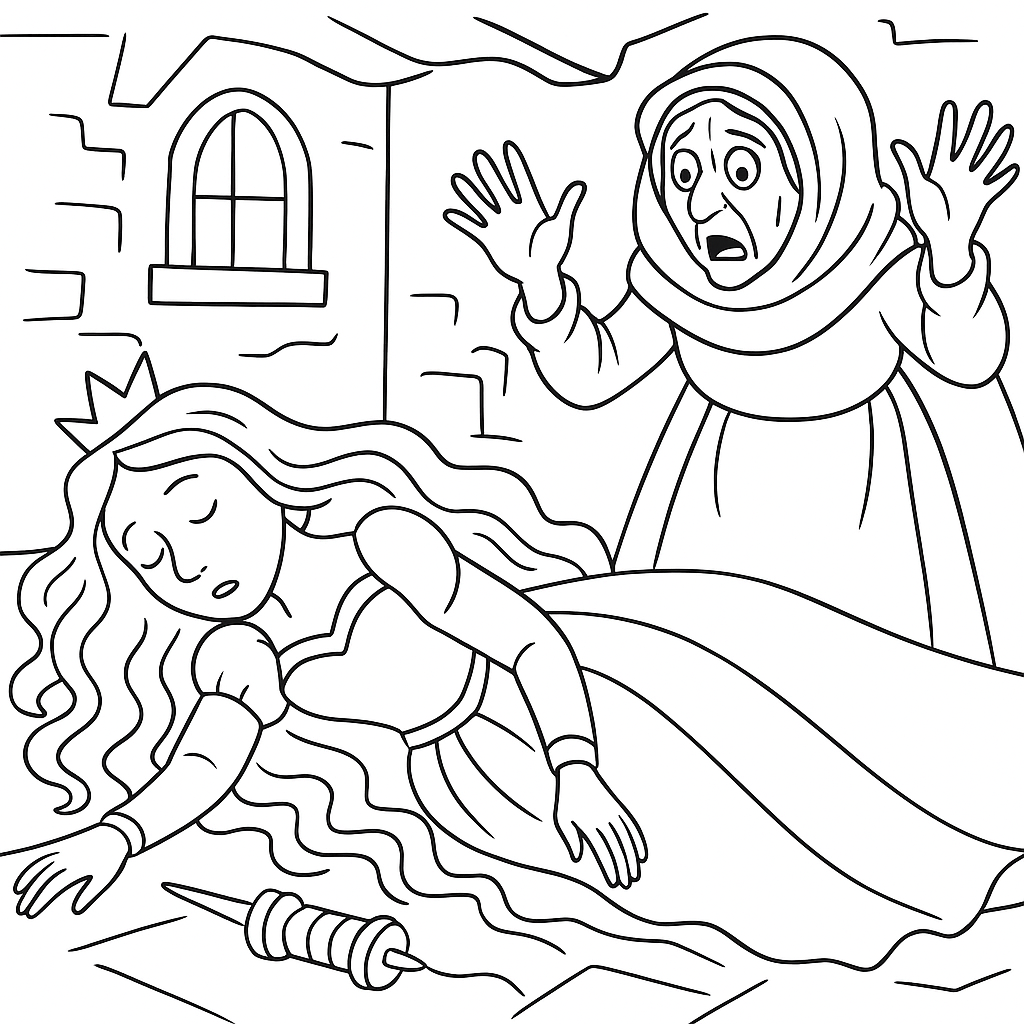 Раскраска по сказке "Спящая красавица"