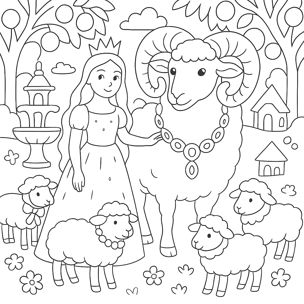Раскраска по сказке "Королевский баран"