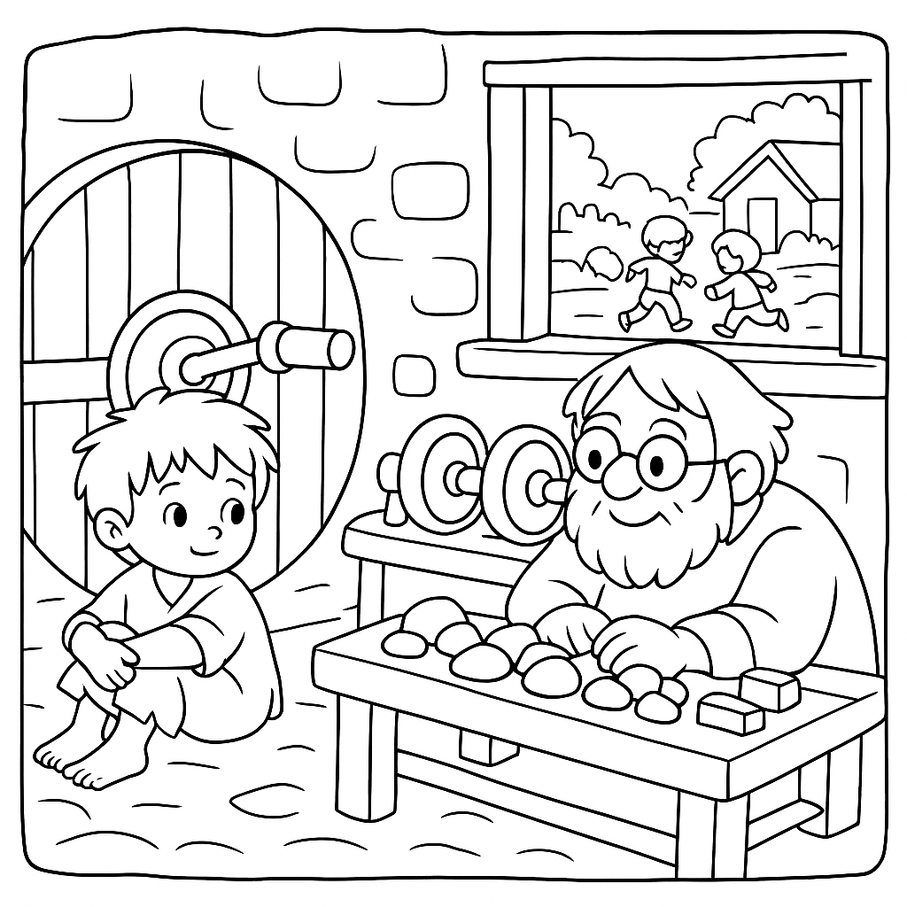 Раскраска по сказке "Вертел"