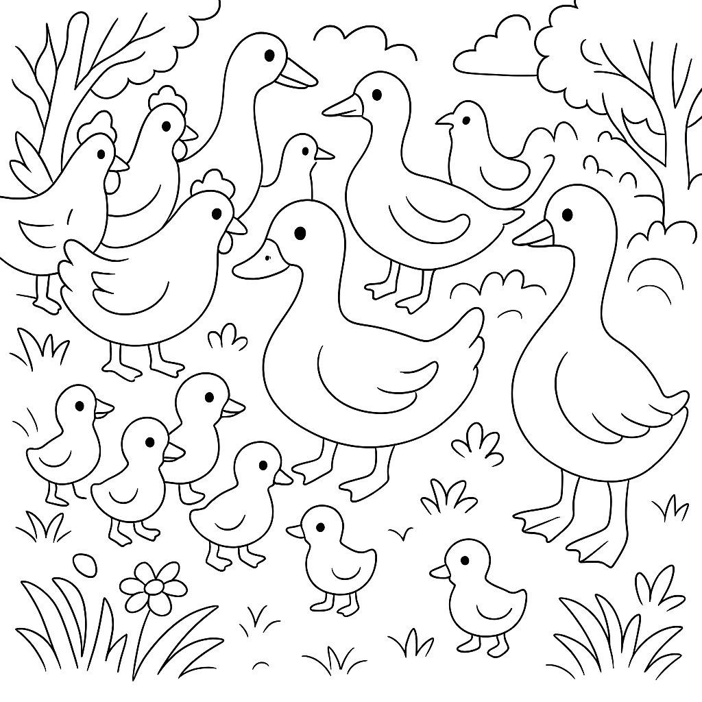 Раскраска по сказке "Гадкий утёнок"