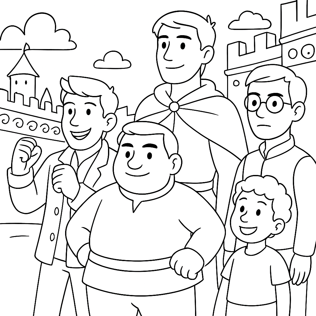 Раскраска по сказке "Пять добрых друзей"