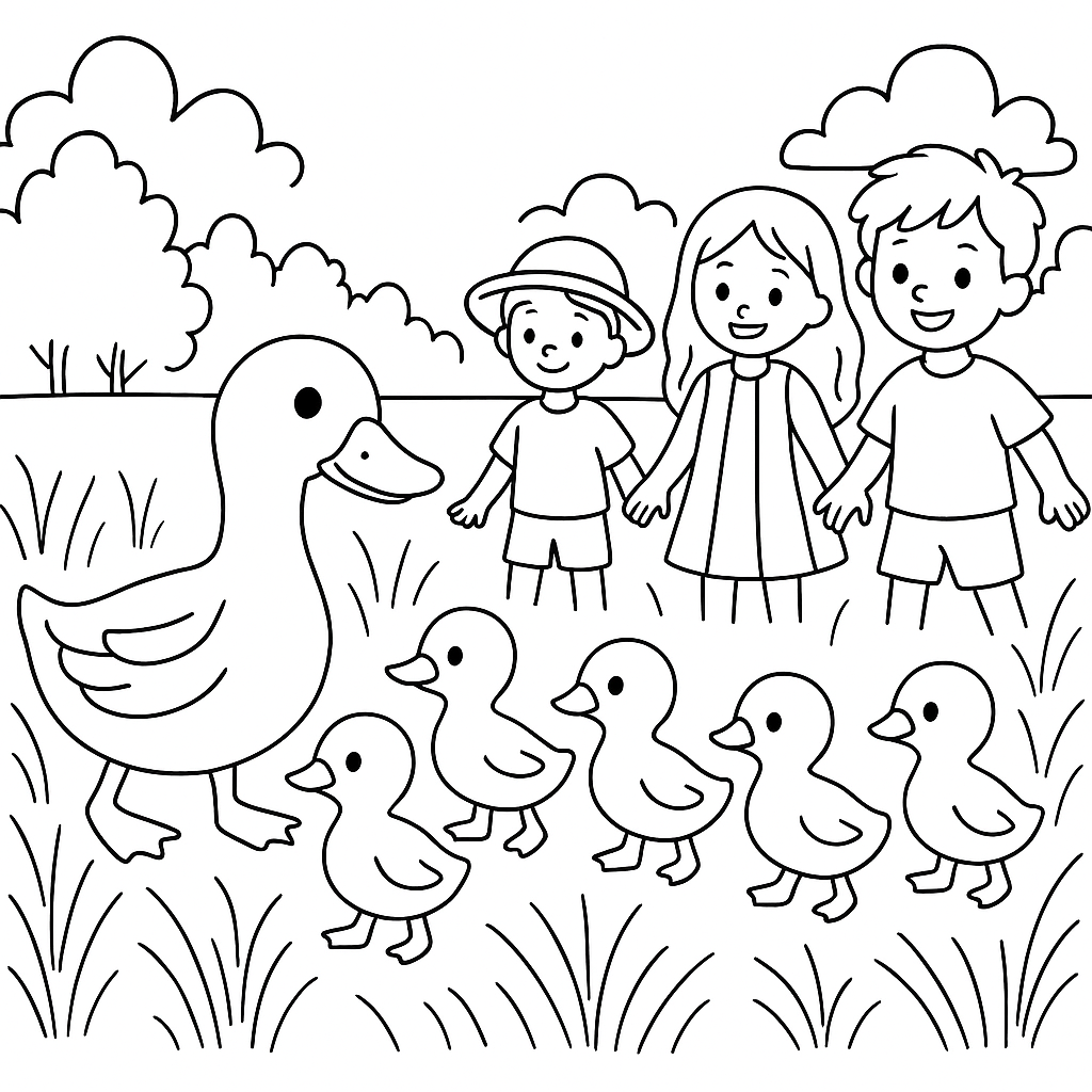 Раскраска по сказке "Ребята и утята"